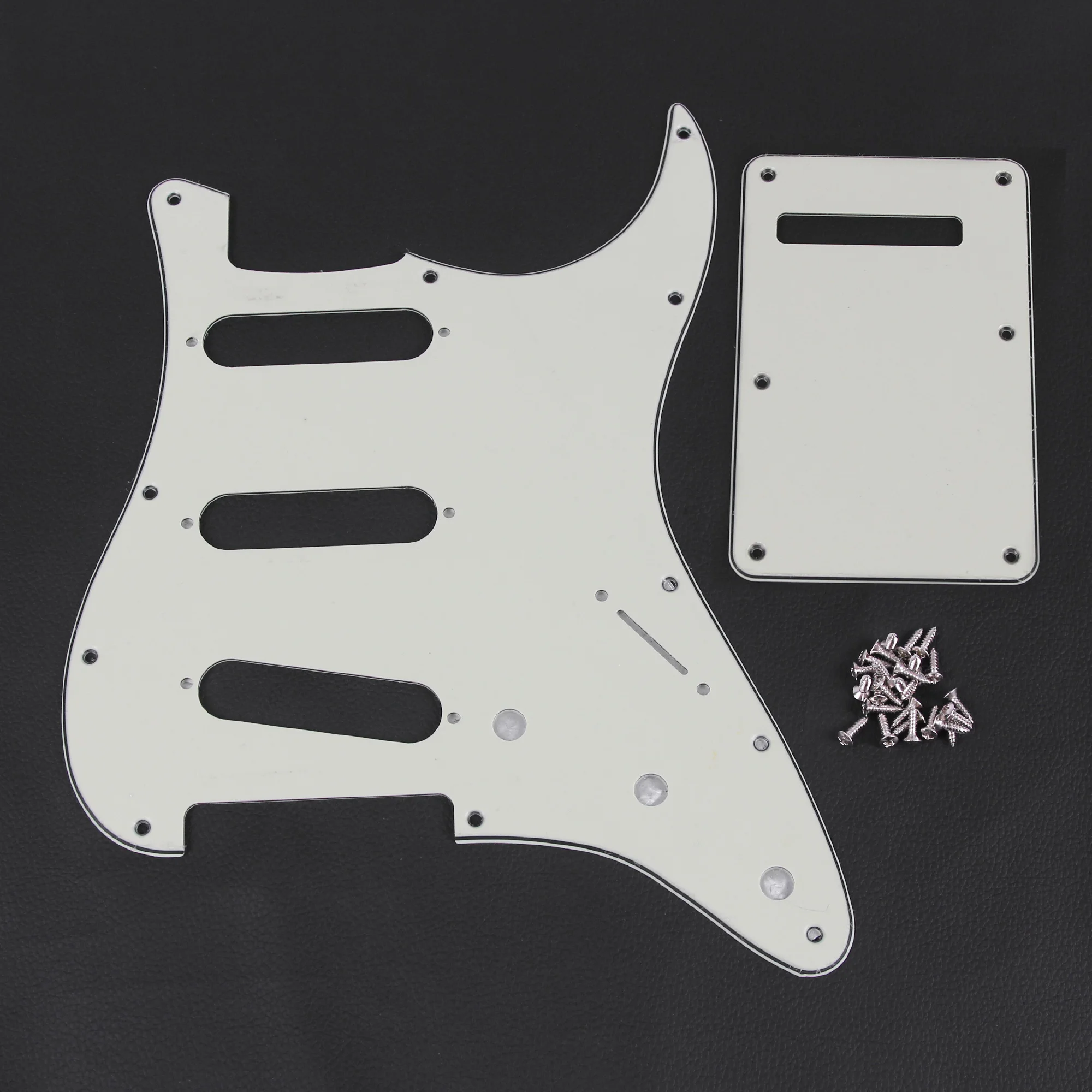FLEOR Set of SSS Pickguard ST FD Guitar Scratch Plate 11 Holes & Back Plate & Pickguard Screws For USA / Mexico Electric Guitar