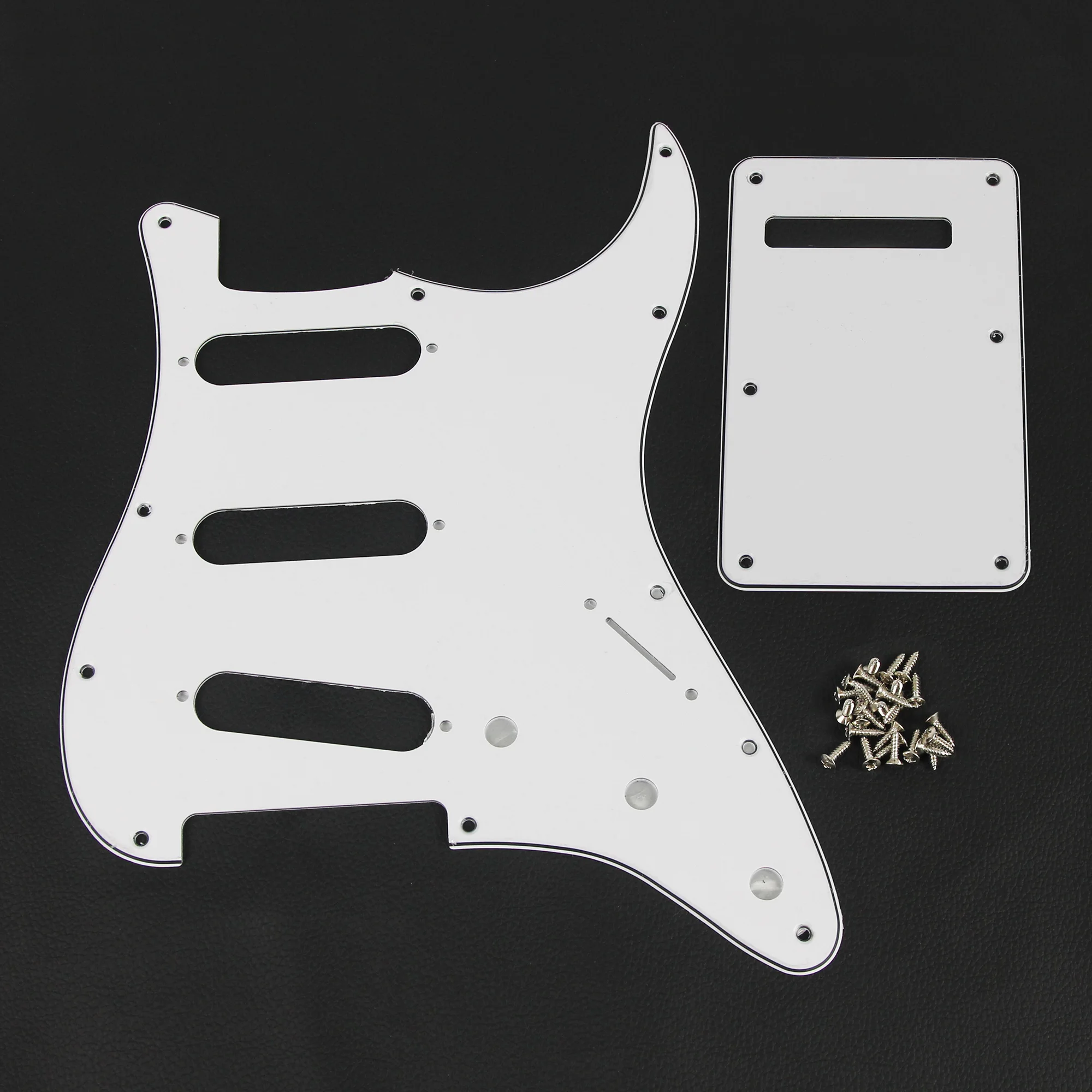 FLEOR Set of SSS Pickguard ST FD Guitar Scratch Plate 11 Holes & Back Plate & Pickguard Screws For USA / Mexico Electric Guitar