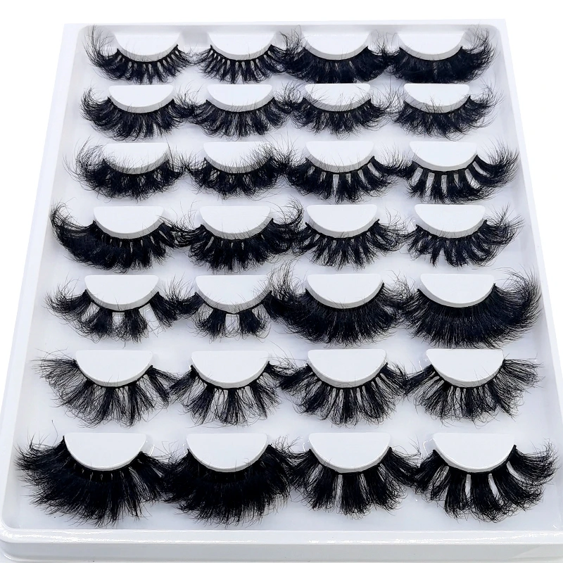 HBZGTLAD 14 Pairs Eyelashes 25mm Faux Mink Eyelashes Long Lasting Fluffy Mink Lashes Dramatic Volume Lashes Extension Thick Long