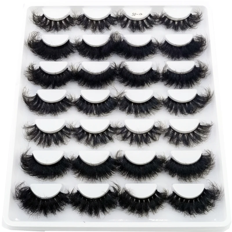HBZGTLAD 14 Pairs Eyelashes 25mm Faux Mink Eyelashes Long Lasting Fluffy Mink Lashes Dramatic Volume Lashes Extension Thick Long