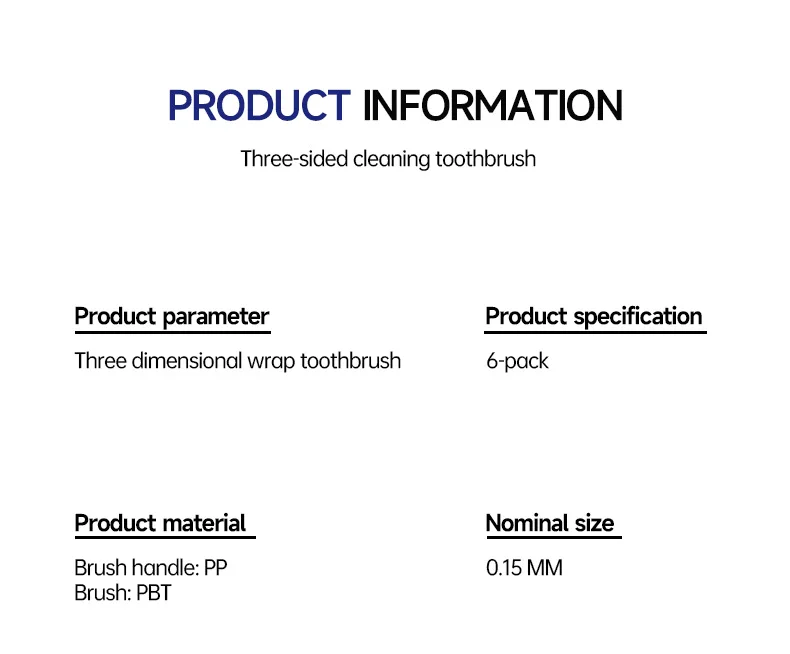 3D Manual Toothbrush 6pcs Three sided U-shaped Soft Toothbrush for Comprehensive Oral Cleaning for Adults, Men and Women, Couple