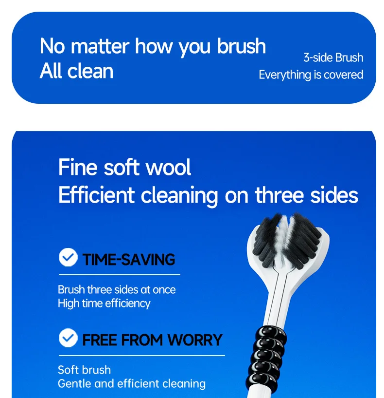3D Manual Toothbrush 6pcs Three sided U-shaped Soft Toothbrush for Comprehensive Oral Cleaning for Adults, Men and Women, Couple