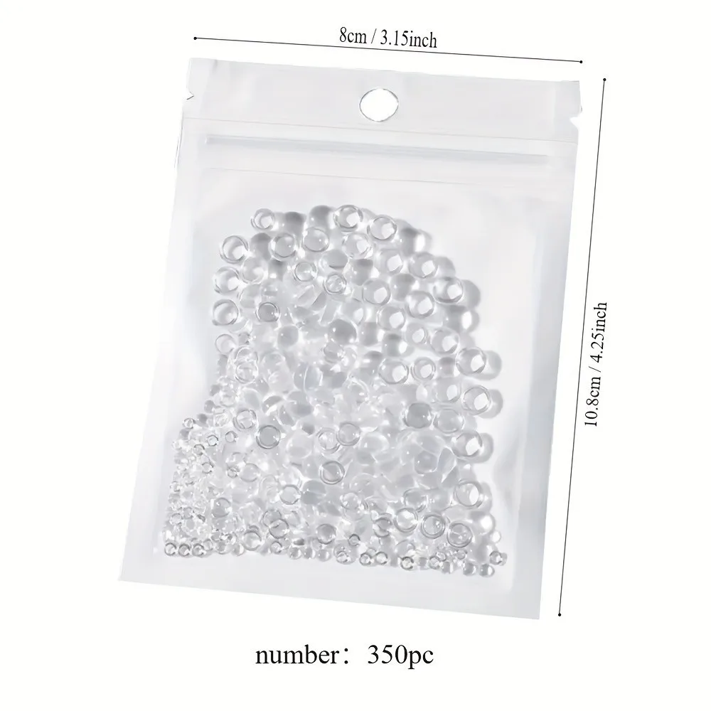 350pcs Clear Dewdrop Water Droplets Embellishments Simulation Round Clear Waterdrop Resin Beads Nails Art DIY Nail Decorations