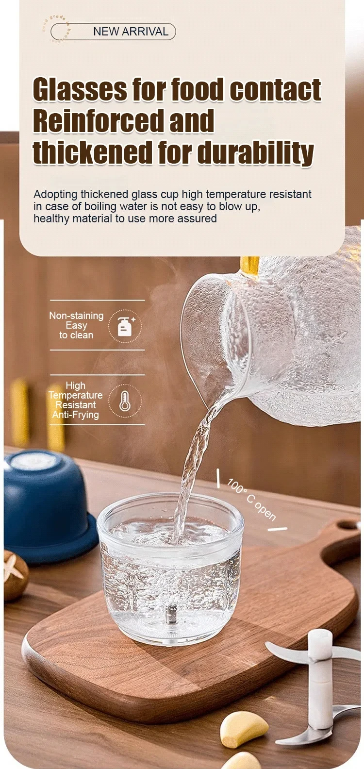 260ml Electric Garlic Grinder Onion Chopper with 1 Button Start Meat Grinder Kitchen Food Vegetable Mixer