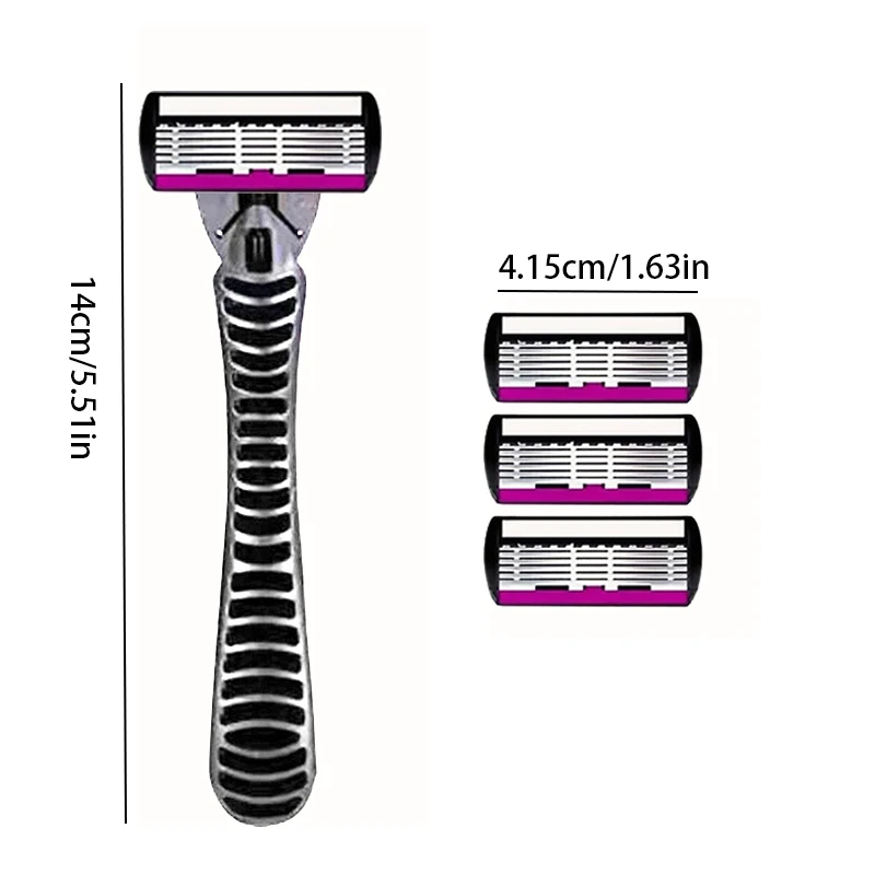 6-Layer Classic Razor, Razor Set, Stainless Steel Blade, Manual Safety Razor, Reusable Blade, Silicone Anti-Skid Layer
