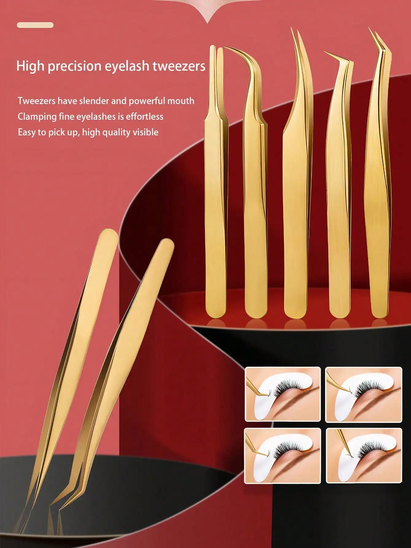 1pc/ 3/5pcs High Precision Lash Tweezers Set Stainless Steel Eyelash Tweezers for Classic Individual and Volume Lash Extensions