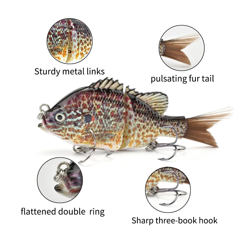 5 Inch Single Joint Bluegill Glide Bait Fish Hard Artificial Fishing Lures Bionic Crankbait Bass Fishing