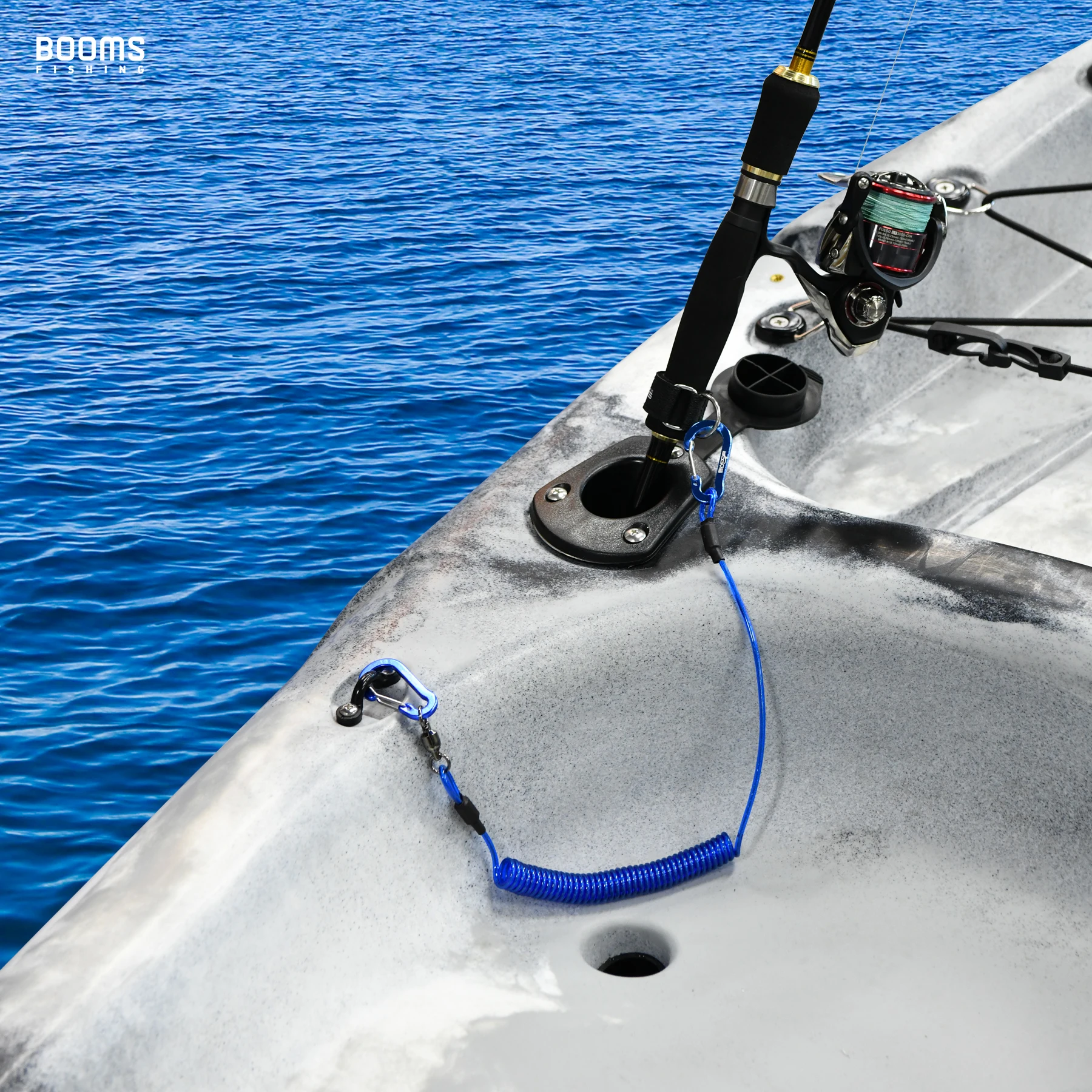 Booms Fishing T02RB1 Fishing Rod Tether Boat Kayak Paddle 2M Heavy Duty Elasticity Lanyard for Fishing Tools Rods Strap 4pcs/Set