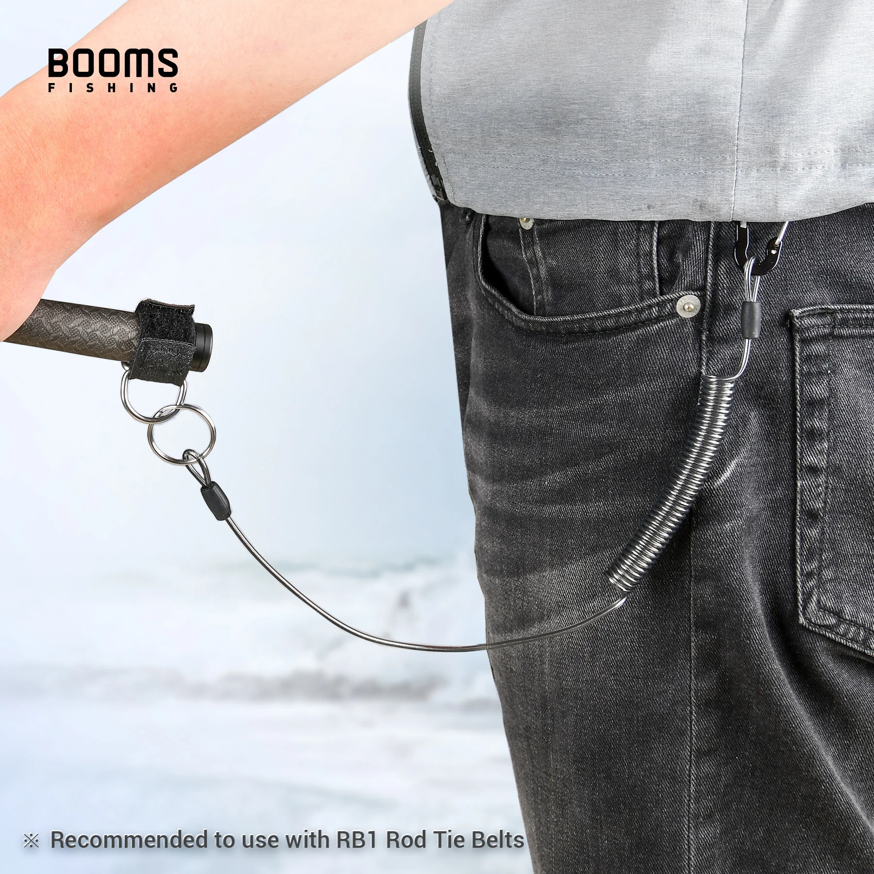 Booms Fishing T02RB1 Fishing Rod Tether Boat Kayak Paddle 2M Heavy Duty Elasticity Lanyard for Fishing Tools Rods Strap 4pcs/Set