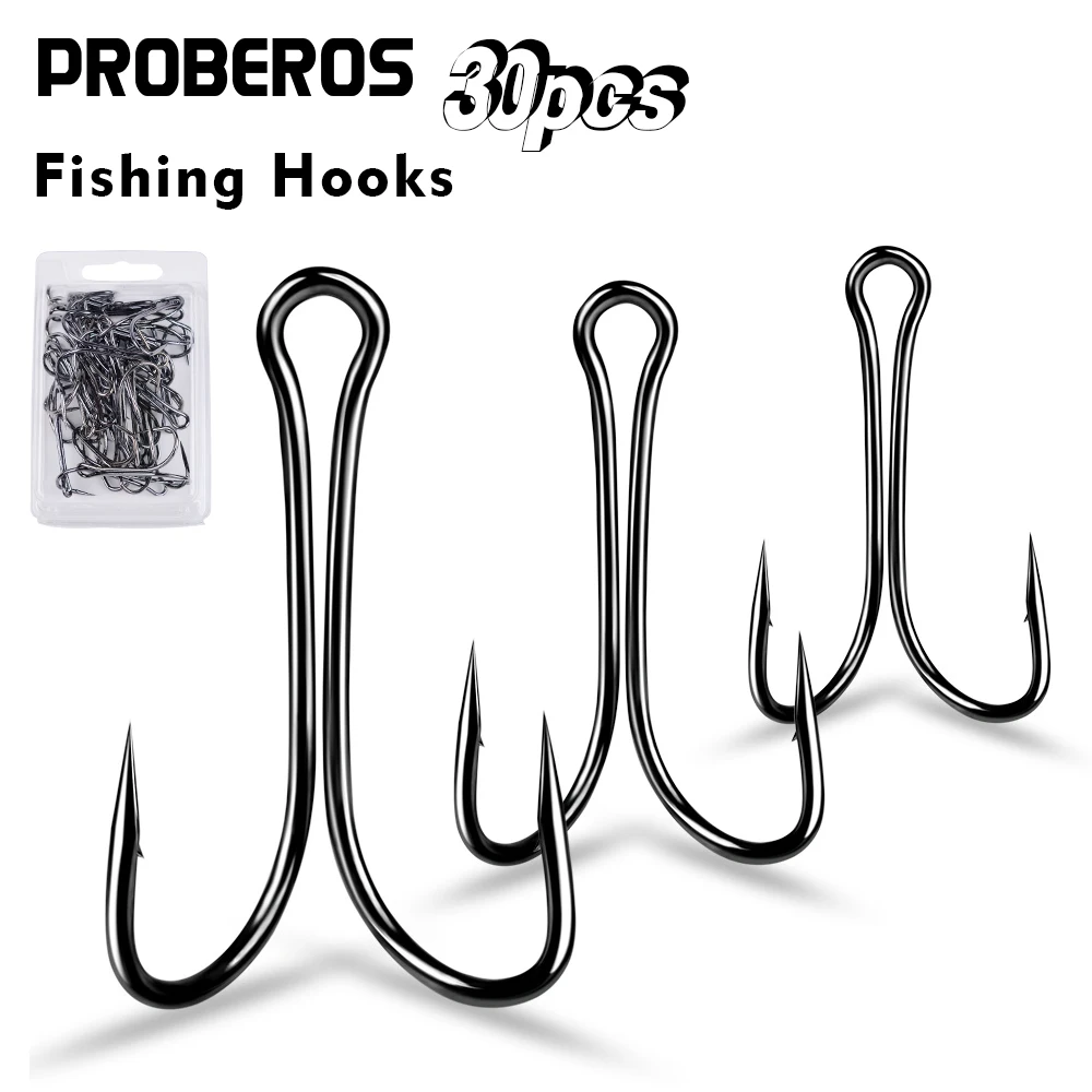 PROBEROS 30pcs Luya Fishing Hook Carbon Steel Barbed Double Hook Fishing Hook Chicken Claw Hook Tied Soft Bait Fish Accessories
