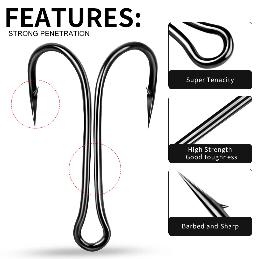 PROBEROS 30pcs Luya Fishing Hook Carbon Steel Barbed Double Hook Fishing Hook Chicken Claw Hook Tied Soft Bait Fish Accessories