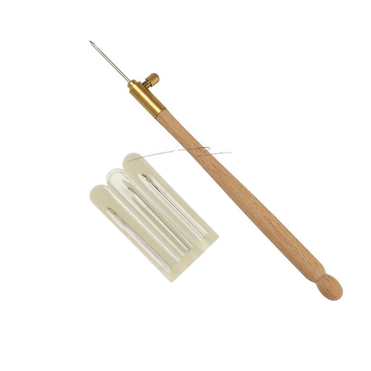 Embroidery Needle Tambour Crochet Hook Luneville Hook Handle with 3 Needles Set S Couture Luneville Glitter Bead Embroidery Tool