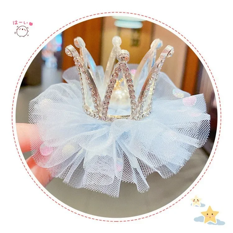 New Princess Children Girl Hairpin Vintage 3D Crown Mesh Hair Clip for Kid Girl Birthday Party Decroative Hair Pin Girls Gift