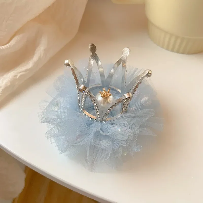 New Princess Children Girl Hairpin Vintage 3D Crown Mesh Hair Clip for Kid Girl Birthday Party Decroative Hair Pin Girls Gift