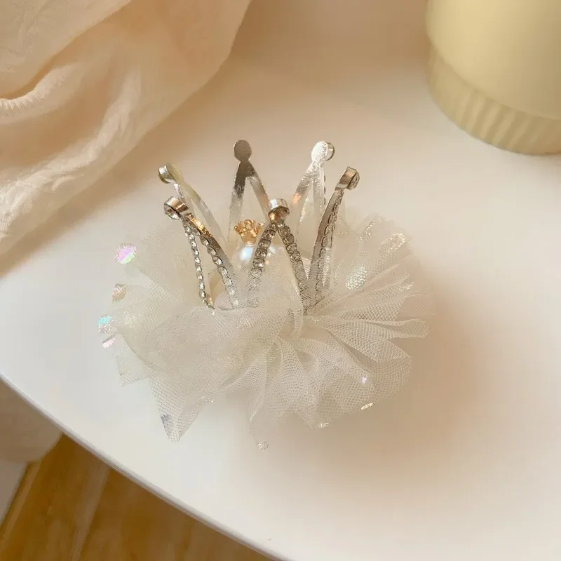 New Princess Children Girl Hairpin Vintage 3D Crown Mesh Hair Clip for Kid Girl Birthday Party Decroative Hair Pin Girls Gift