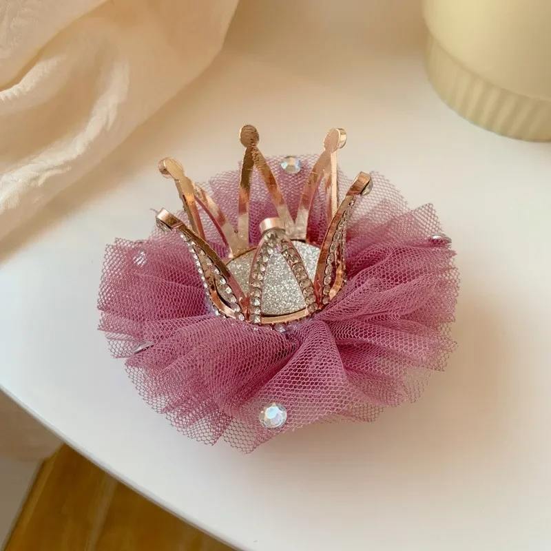 New Princess Children Girl Hairpin Vintage 3D Crown Mesh Hair Clip for Kid Girl Birthday Party Decroative Hair Pin Girls Gift