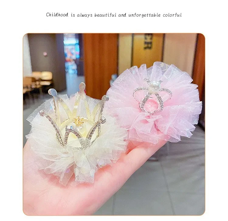 New Princess Children Girl Hairpin Vintage 3D Crown Mesh Hair Clip for Kid Girl Birthday Party Decroative Hair Pin Girls Gift