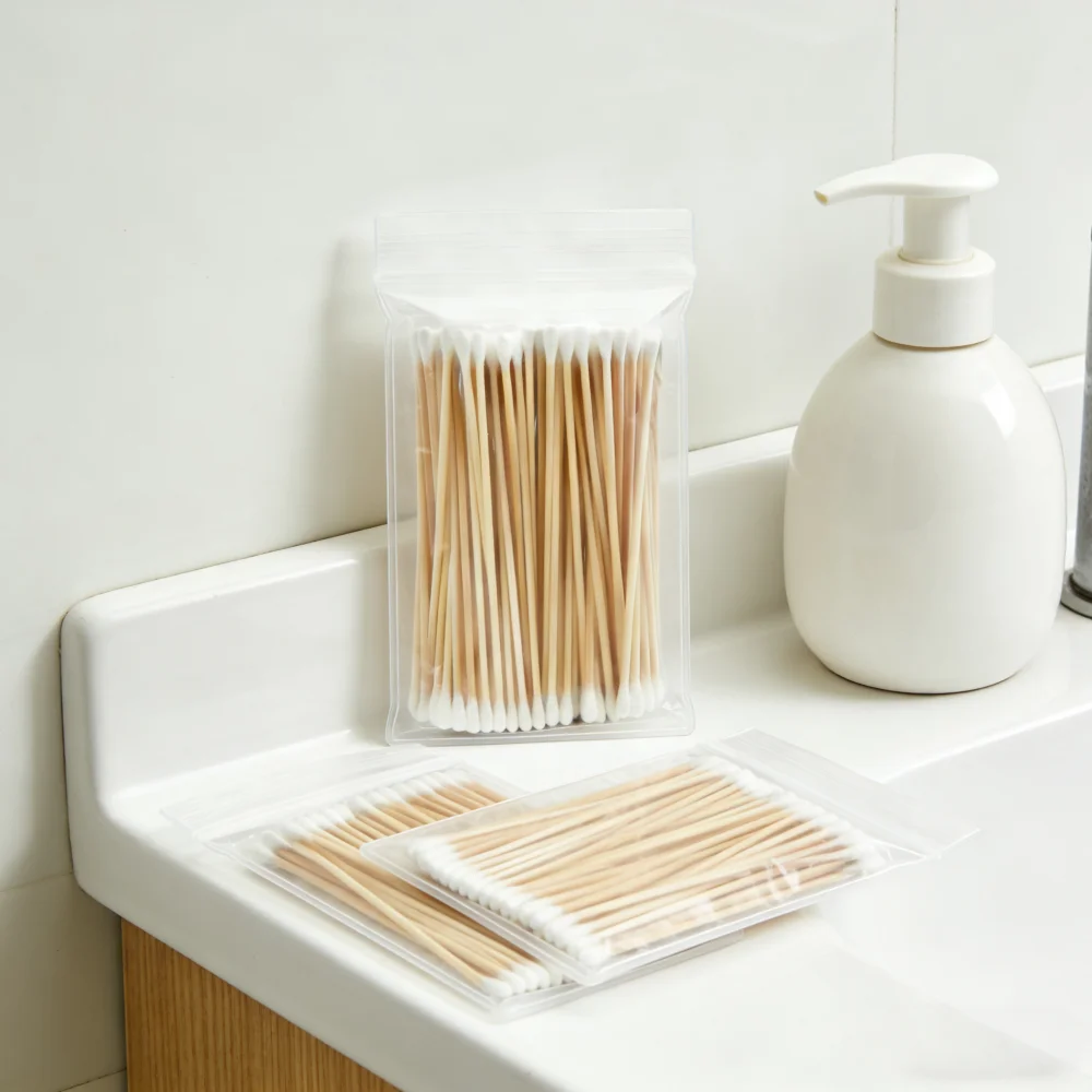 100/300PCS 6 Inch Precision Tips Cotton Swabs - Long Wooden Stick Cotton Buds Pointed Cotton Swabs With Case - Cotton