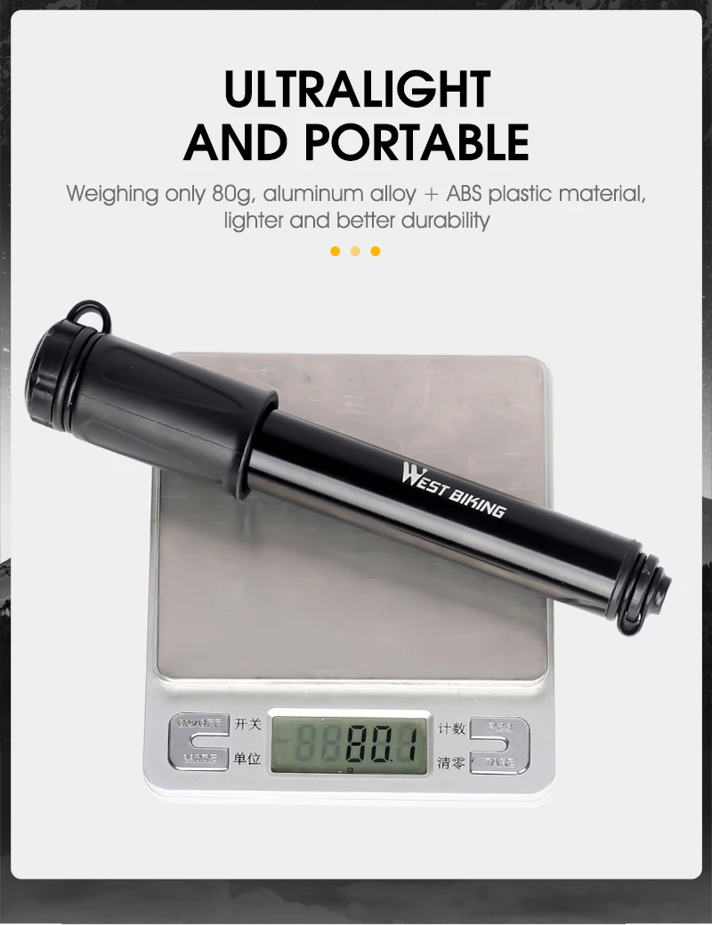 WEST BIKING Mini Bike Pump 100PSI Schrader Presta Valve MTB Road Cycling Pump Aluminum Alloy Bicycle Hand Air Pump Tire Inflator