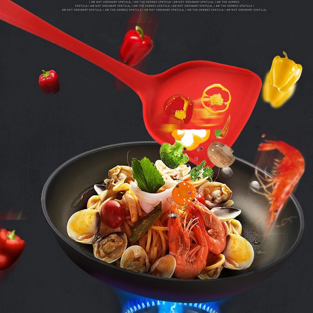 Non-Stick Silicone Turners Spatula Heat Resistant Cooking Shovel Spatula Beef Meat Egg Frying Spatula Spoon Kitchen Utensil New