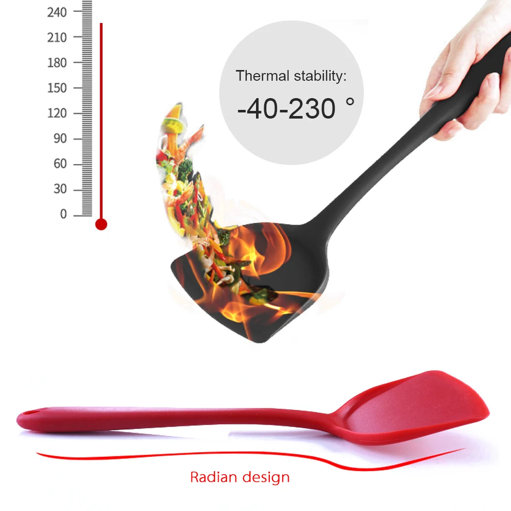 Non-Stick Silicone Turners Spatula Heat Resistant Cooking Shovel Spatula Beef Meat Egg Frying Spatula Spoon Kitchen Utensil New