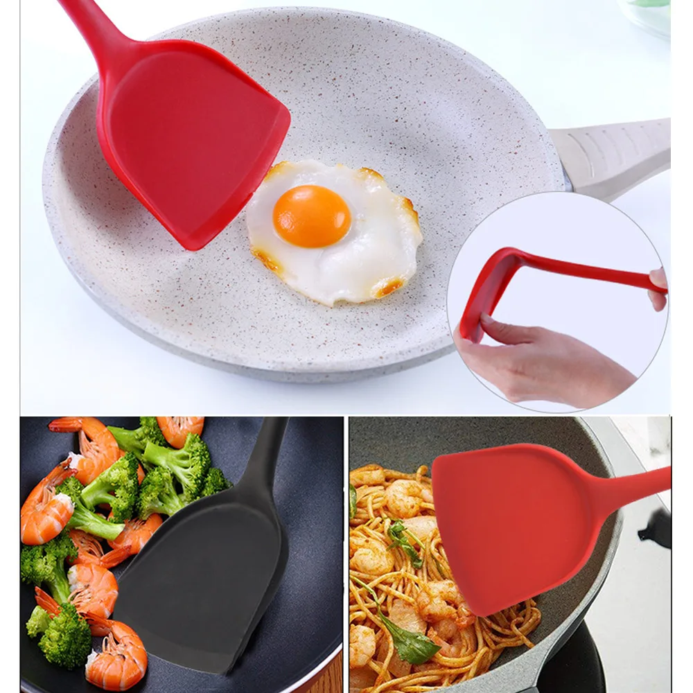 Non-Stick Silicone Turners Spatula Heat Resistant Cooking Shovel Spatula Beef Meat Egg Frying Spatula Spoon Kitchen Utensil New