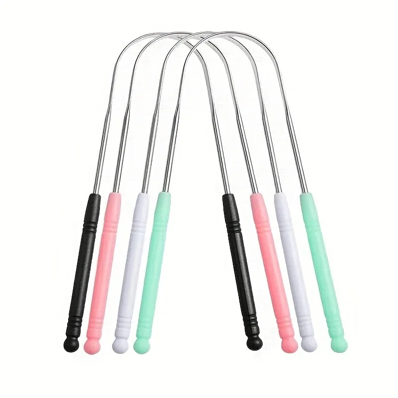1PC Reusable Stainless Steel Tongue Scraper With Comfort Grip Handle Oral Care Tool, Tongue Cleaner Tongue Scraper