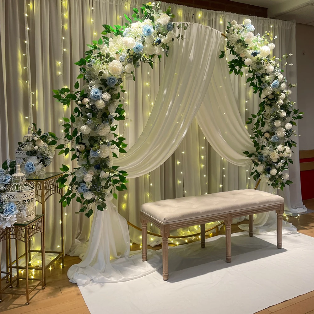 100cm Luxury White Rose Artificial Flower Row Wedding Table Centerpiece Flowers Backdrop Wall Arches Decor Party Stage Floral