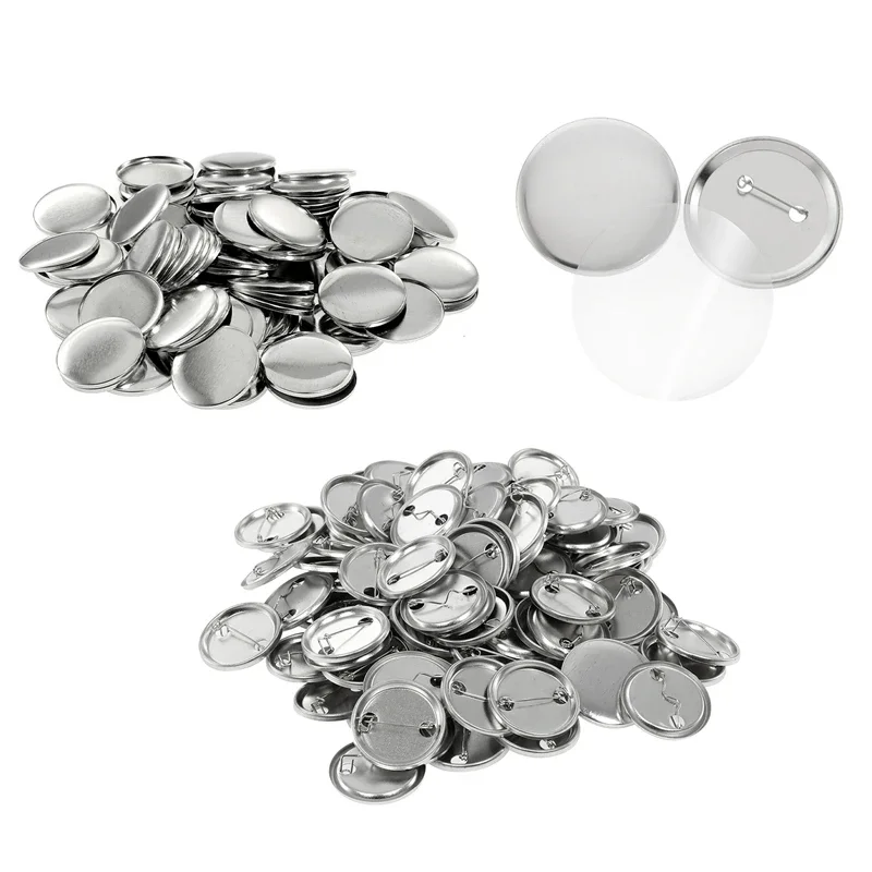 100Set Blank Badge Pin Button Maker Making Parts Supplies 25mm 32mm 37mm 44mm 58mm DIY Button Making for Punch Press Machine