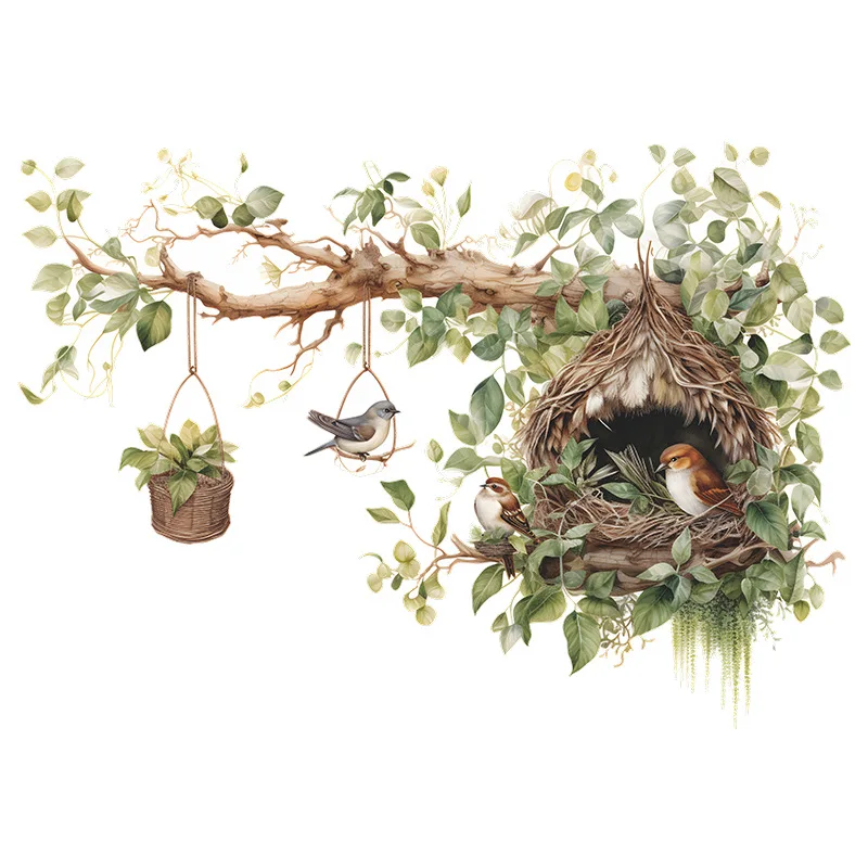 Large Size Wall Stickers for Living Room Bedroom Decoration Chinese Style Tree Branches Bird Wall Decals Self Adhesive Wallpaper