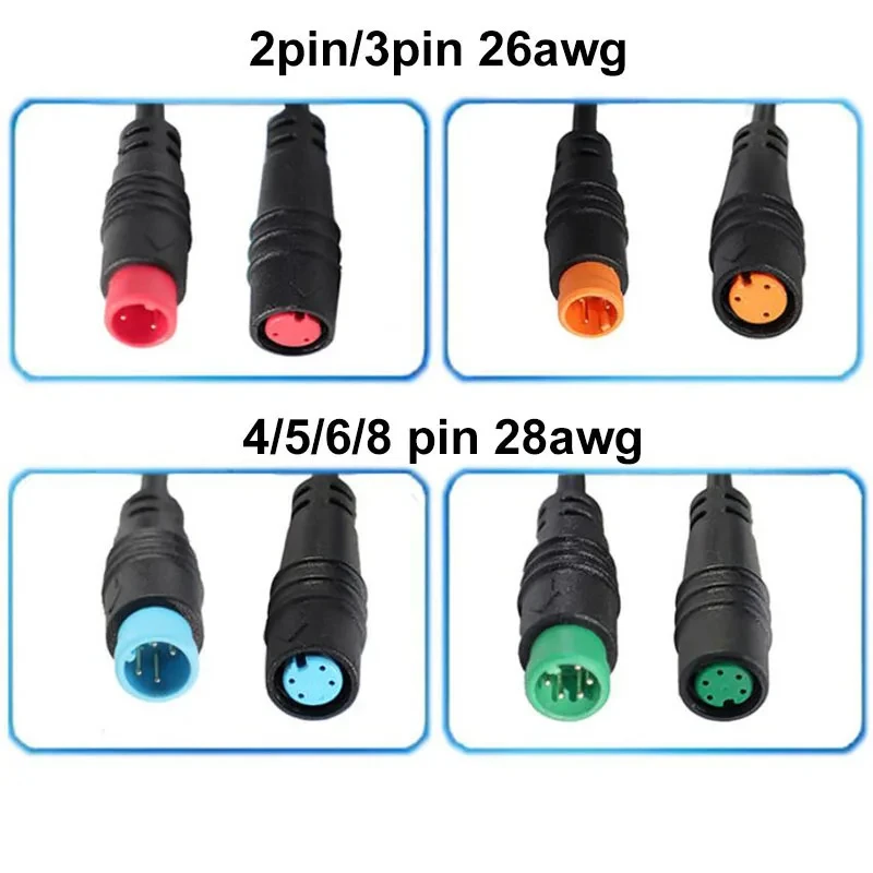 M8 2 3 4 5 6 8 Pin 1M E-bike Speed Sensor Male to Female M/F Extension Connector Cable Electric Bicycle Waterproof Ebike Wire