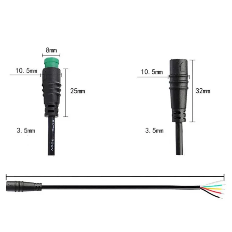 M8 2 3 4 5 6 8 Pin 1M E-bike Speed Sensor Male to Female M/F Extension Connector Cable Electric Bicycle Waterproof Ebike Wire