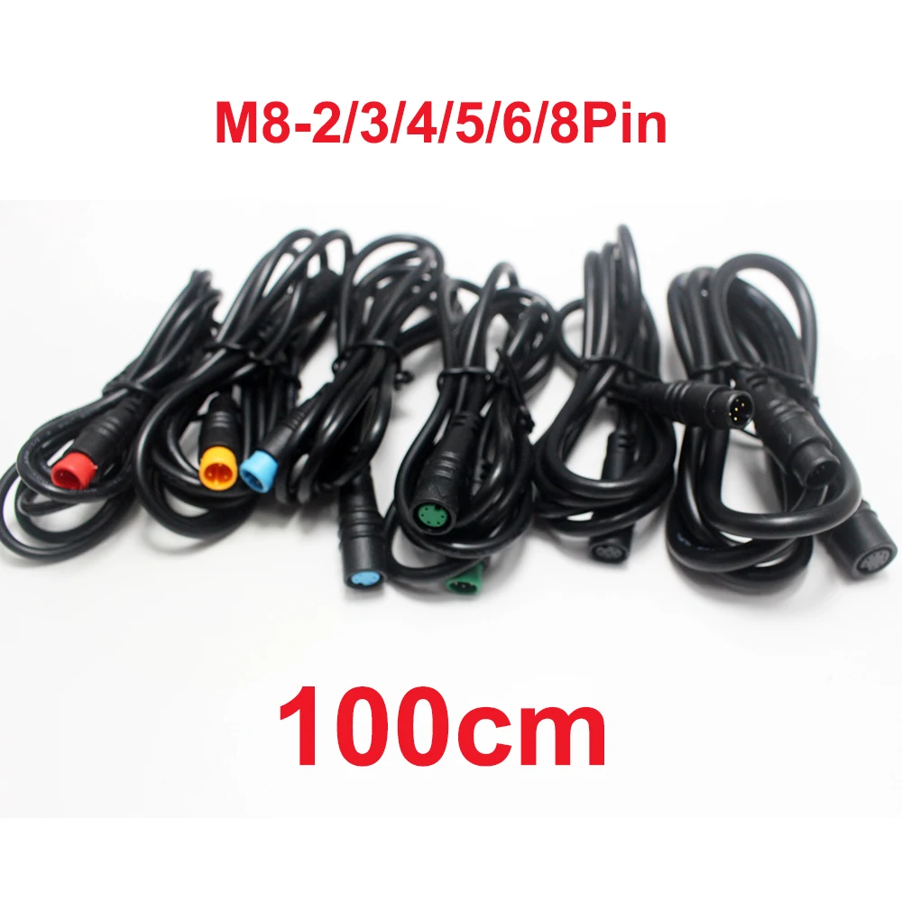 M8 2 3 4 5 6 8 Pin 1M E-bike Speed Sensor Male to Female M/F Extension Connector Cable Electric Bicycle Waterproof Ebike Wire