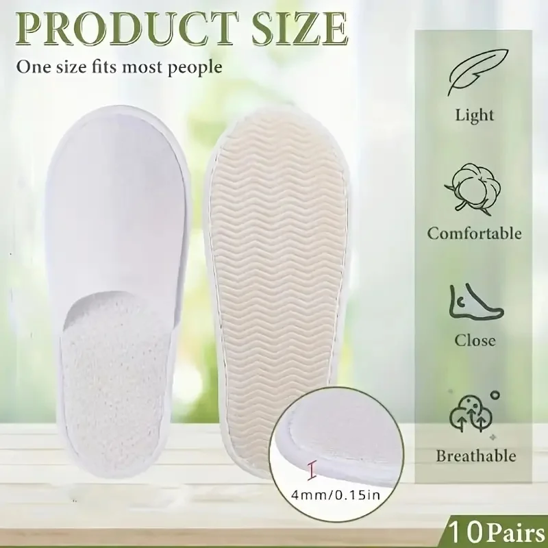 20/50Pcs Luxury Hotel and Spa Slippers - Non-Slip, Comfortable, Disposable Travel Slippers, Individually Packaged. White Fabric Slippers for Men and Women, Perfect for Home, Travel, and Relaxation, Casual Wear | Unisex Slippers | Soft Texture
