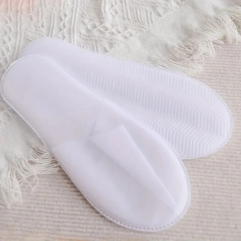 20/50Pcs Luxury Hotel and Spa Slippers - Non-Slip, Comfortable, Disposable Travel Slippers, Individually Packaged. White Fabric Slippers for Men and Women, Perfect for Home, Travel, and Relaxation, Casual Wear | Unisex Slippers | Soft Texture
