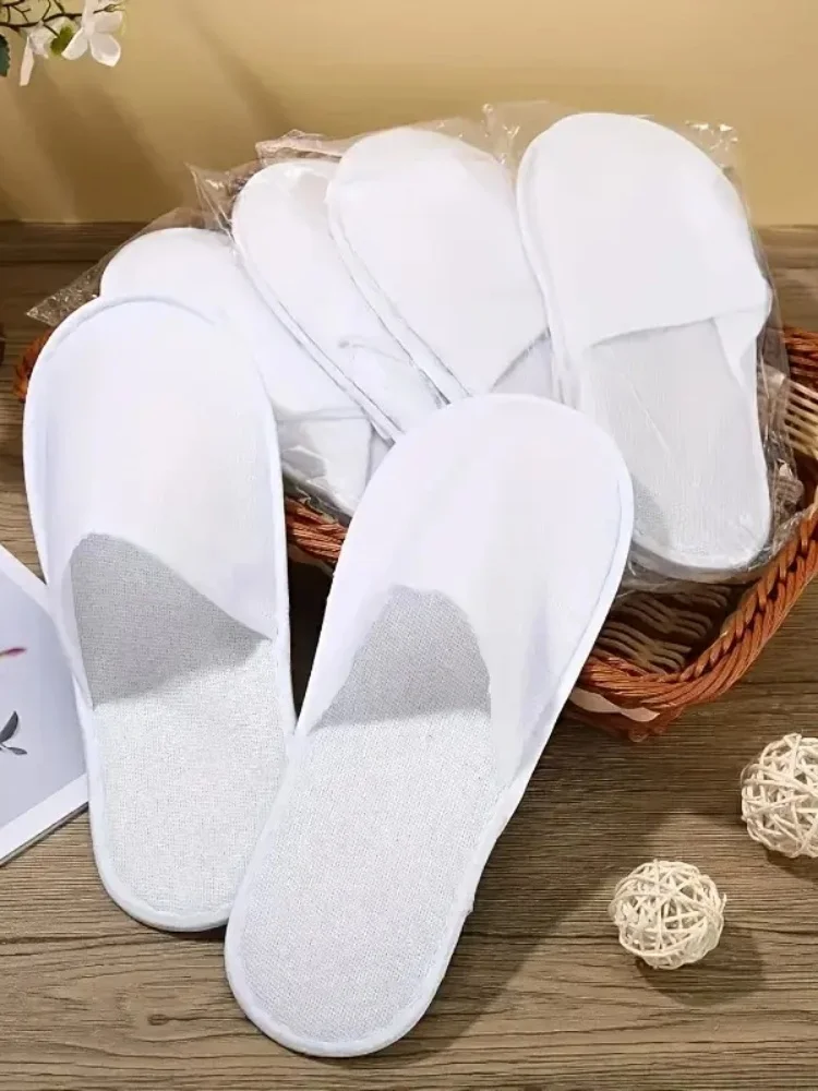 20/50Pcs Luxury Hotel and Spa Slippers - Non-Slip, Comfortable, Disposable Travel Slippers, Individually Packaged. White Fabric Slippers for Men and Women, Perfect for Home, Travel, and Relaxation, Casual Wear | Unisex Slippers | Soft Texture