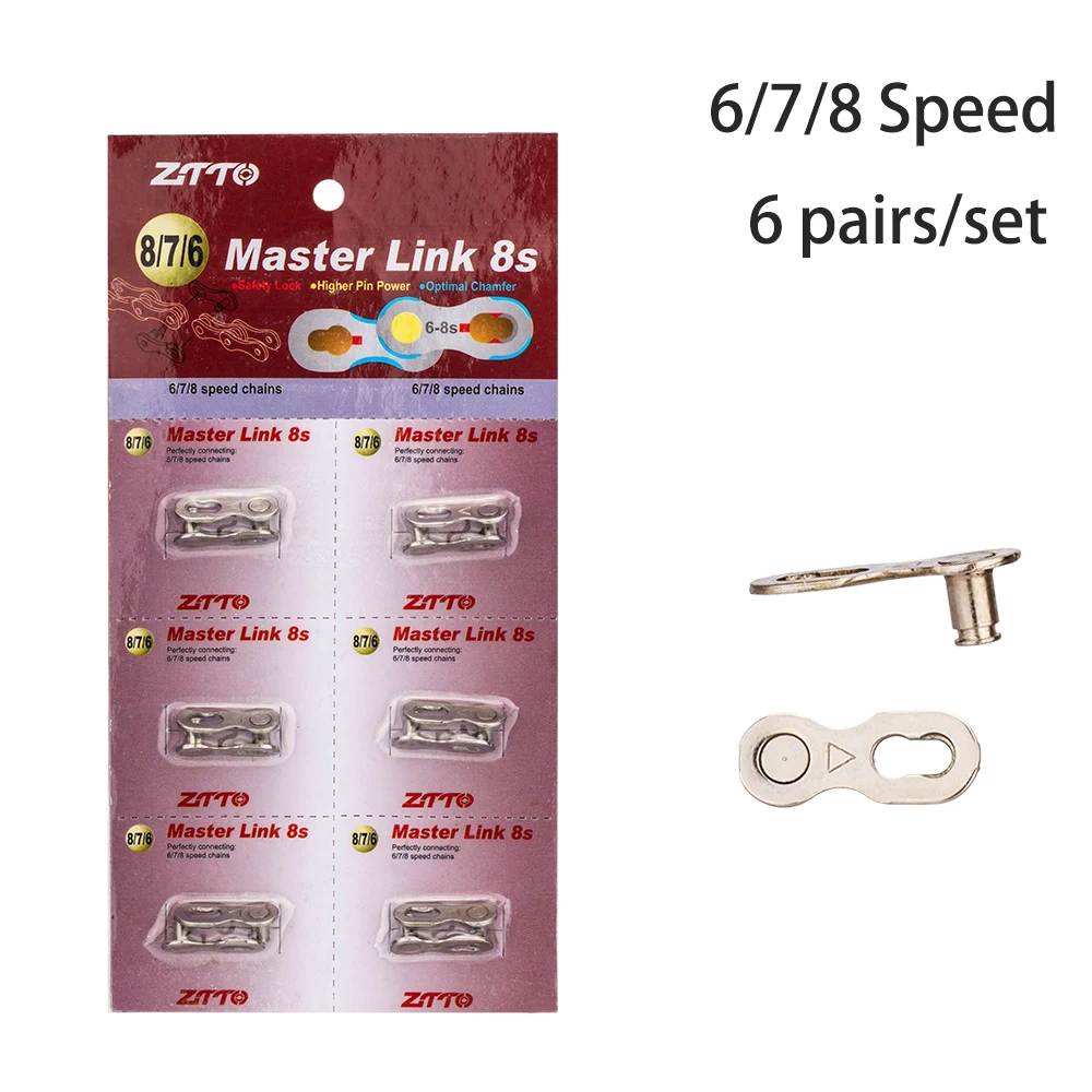 ZTTO 6 Pairs Bicycle Chain Master Link 6/7/8/9/10/11/12 Speed MTB Road Bike Chain Quick Link Connector Lock Quick Release Buckle
