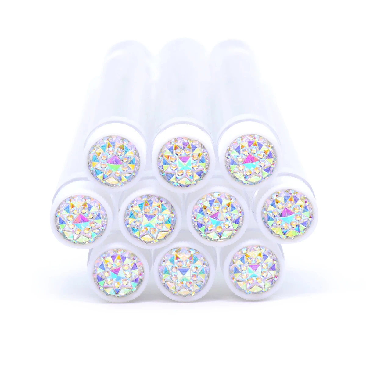 10Pcs Sparkling Reusable Eyelash Brushes Mascara Wand In Tubes Eye Lash Brushes Eyebrow Spoolie Combs With Container Case