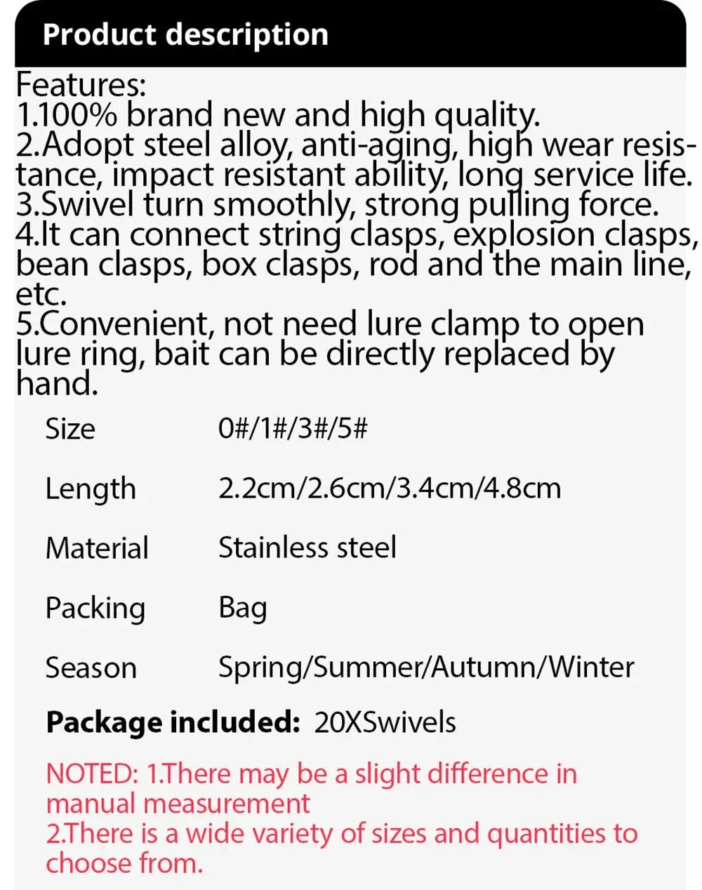 GOBAIT 20PCS Swivel Snap Connector Pin Ball Bearing Rolling Ring Buckle Kit Pesca Lure Line Connect Cross Lock Fishing Tools
