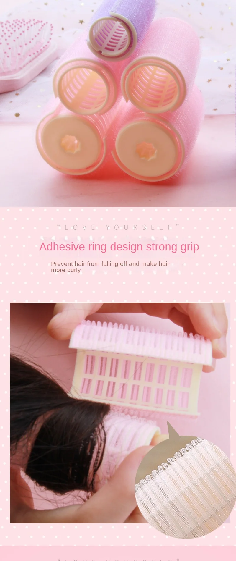 S/M/L Lazy Hair Rollers Hair Curlers Air Bangs Curling Rollers Plastic Self-adhesive Hair Curling Hairdressing Styling DIY Tool