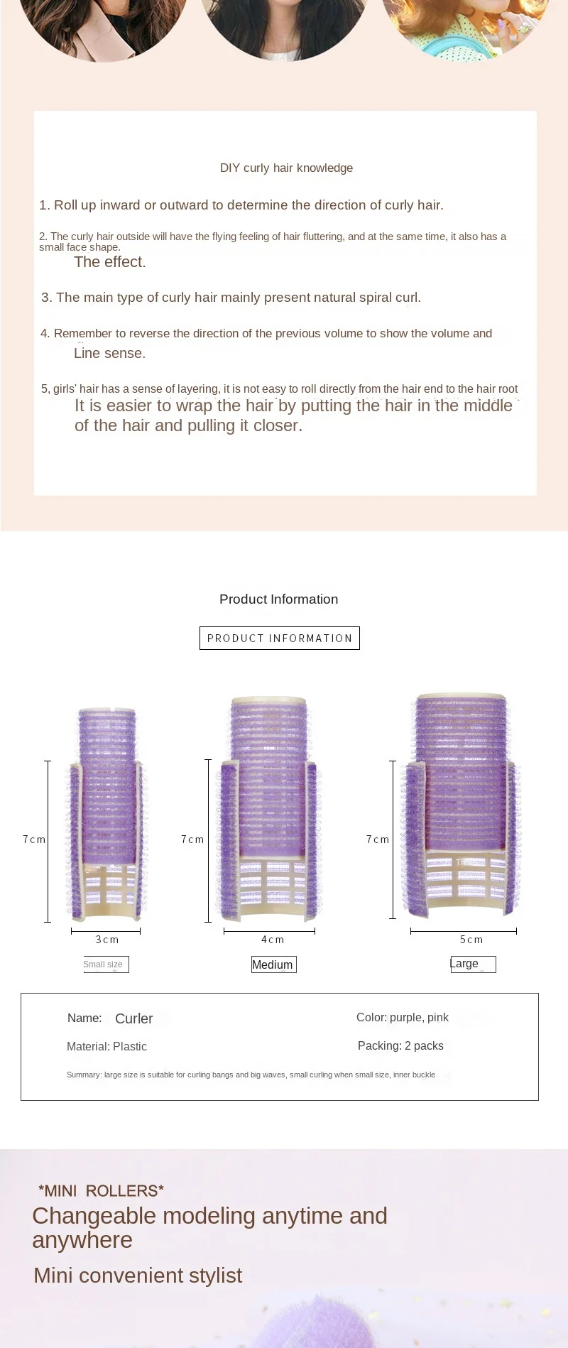 S/M/L Lazy Hair Rollers Hair Curlers Air Bangs Curling Rollers Plastic Self-adhesive Hair Curling Hairdressing Styling DIY Tool