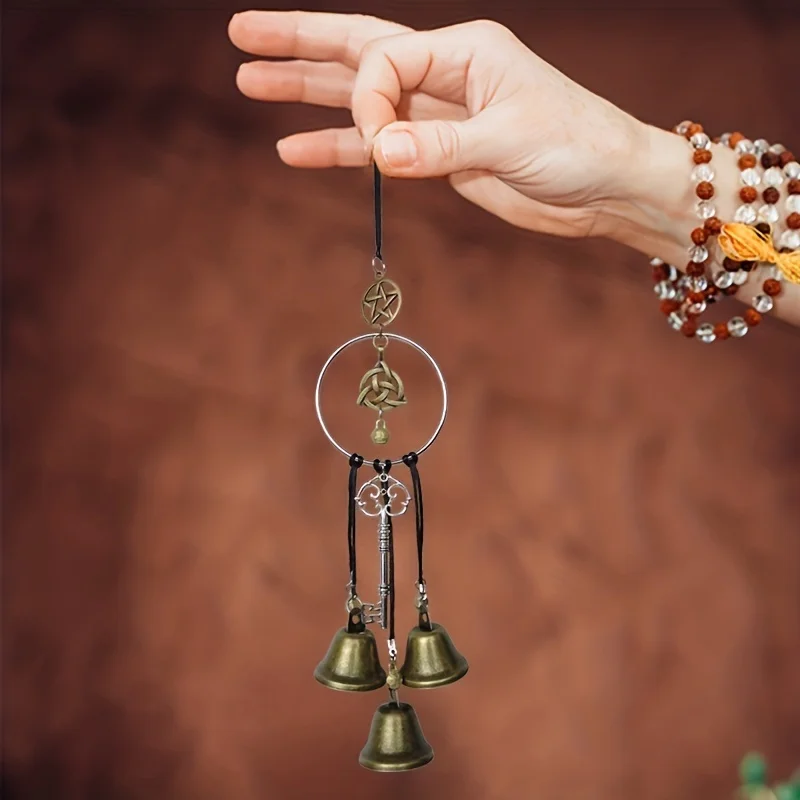 1pc Witch Bell Doorknob Hanging Decorative Wicker Wind Chime Home Decoration