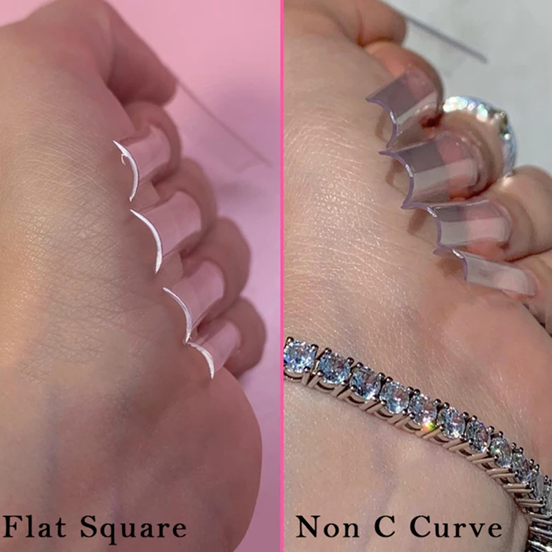 500pcs XXL Nail Tips No C Curve Straight Square Long Coffin Half Cover Fake Nails Acrylic Manicure Salon Supply