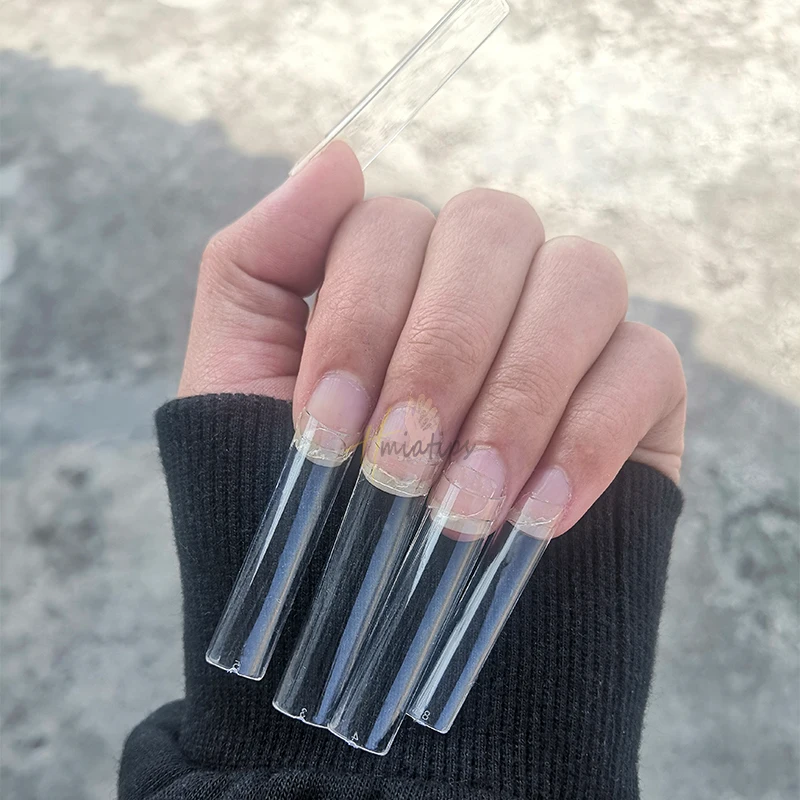 500pcs XXL Nail Tips No C Curve Straight Square Long Coffin Half Cover Fake Nails Acrylic Manicure Salon Supply