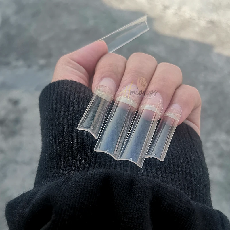 500pcs XXL Nail Tips No C Curve Straight Square Long Coffin Half Cover Fake Nails Acrylic Manicure Salon Supply