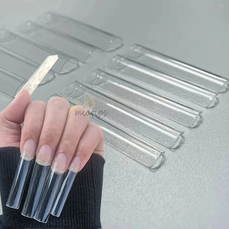 500pcs XXL Nail Tips No C Curve Straight Square Long Coffin Half Cover Fake Nails Acrylic Manicure Salon Supply