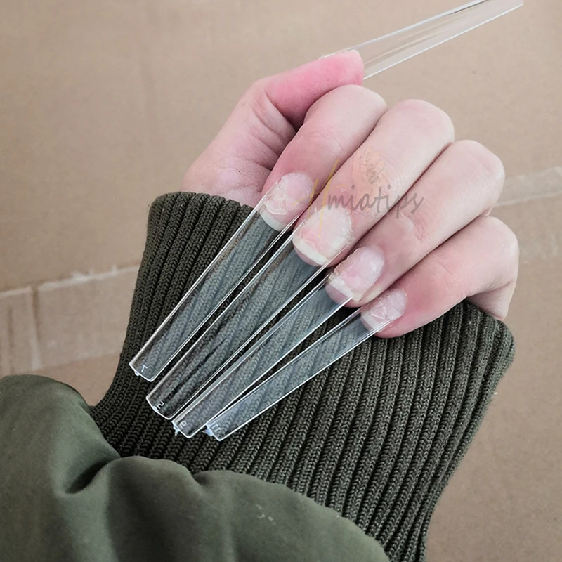 500pcs XXL Nail Tips No C Curve Straight Square Long Coffin Half Cover Fake Nails Acrylic Manicure Salon Supply