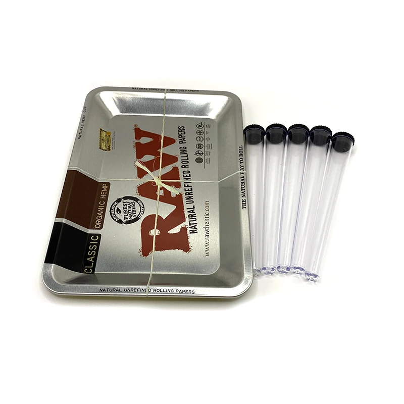 5pcs Airtight Storage Containers Smell Proof Holders with Metal Rolling Tray 18X12.5CM Tobacco Smoking Accessories