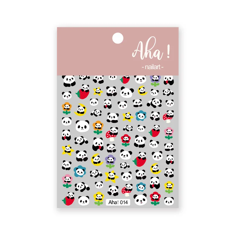 Cute Cartoon Nail Art Stickers, Bear Rabbit Flowers Panda Designs, Adhesive Decals for Nails Manicure Decoration