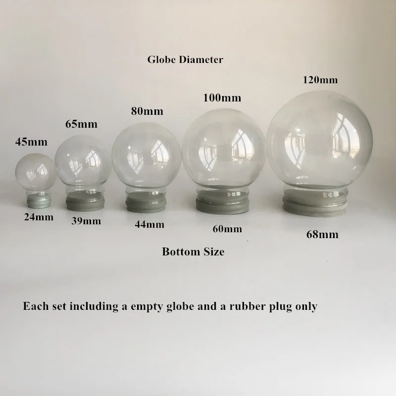 Promotional Gift 45/65/80/100/120MM Diameter DIY Empty Glass Snow Globe Wholesales